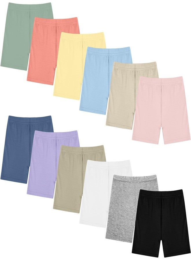Boyiee 12 Pack Girls Shorts Toddler Bike Shorts Dance Gymnastics Yoga Safety Active Under Dress Pants(8-10 Years,Soft Color) - Image 1